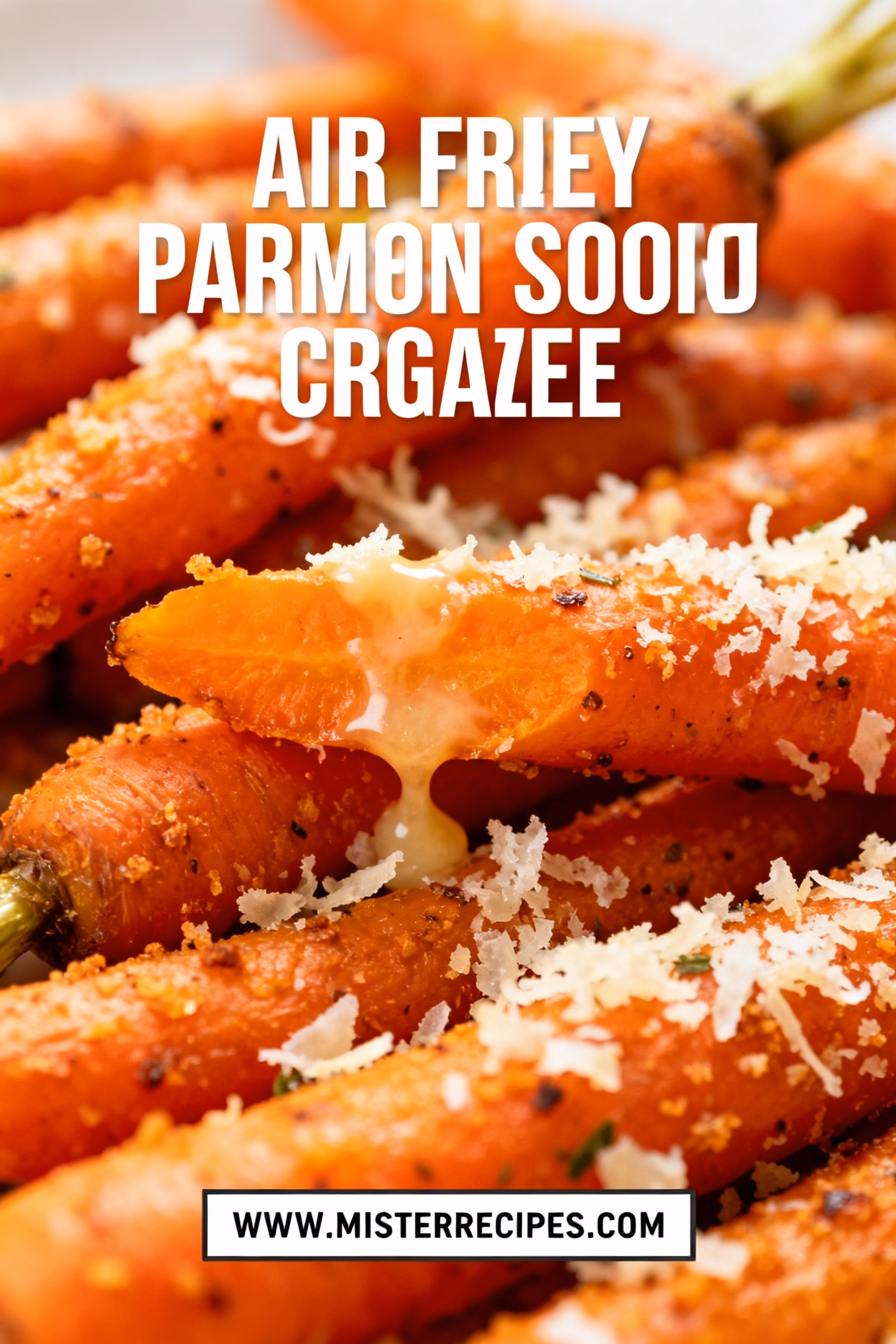 image of A realistic image of fresh, vibrant carrots, some peeled and cut into uniform pieces, a block of Parmesan cheese with some grated alongside, a bottle of olive oil, fresh herbs like parsley or thyme, and a small bowl of garlic powder, all arranged neatly on a rustic wooden cutting board with soft, natural lighting