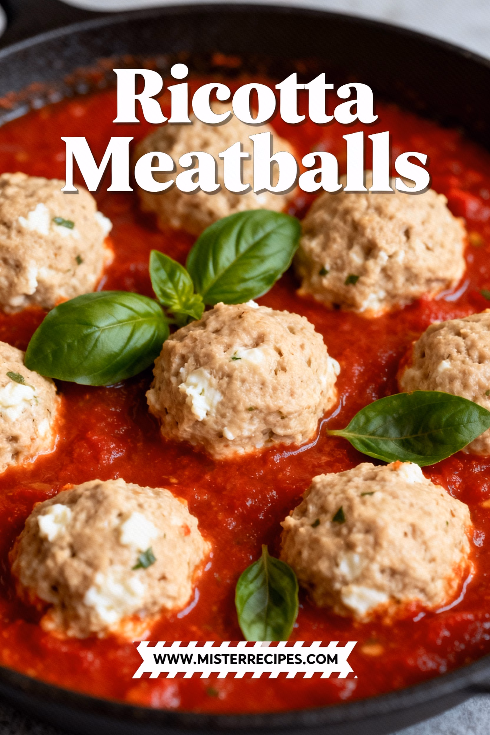 image of realistic top down mise en place shot of fresh whole milk ricotta cheese lean ground beef eggs panko breadcrumbs parmesan cheese fresh parsley garlic tomato sauce marinara pecorino romano italian sausage onion shallots red pepper flakes italian seasoning oregano fresh basil spinach arranged in clear glass bowls on white marble kitchen counter with rustic brown wooden spoons under soft diffuse daylight