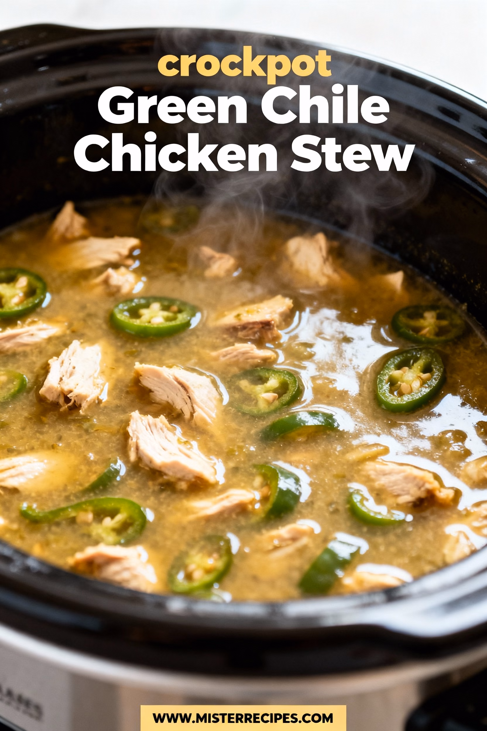 image of a beautifully arranged flat lay of fresh ingredients for crockpot green chile chicken stew including chicken breasts green chiles onions garlic chicken broth and spices on a rustic wooden background with natural lighting
