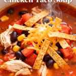 image of realistic and creative image showing all the fresh ingredients for slow cooker chicken taco soup artfully arranged on a rustic wooden table with natural lighting and a shallow depth of field