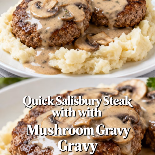 Quick Salisbury Steak with Mushroom Gravy. Easy dinner recipe.