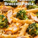 image of a top down mise en place shot showing fresh ingredients arranged on a white marble kitchen counter healthy clear glass bowls and rustic brown wooden kitchen sets under soft diffuse daylight raw chicken breasts fresh broccoli florets uncooked pasta cheddar cheese cream cheese chicken broth garlic powder onion powder salt pepper