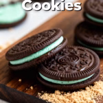 image of a realistic top down mise en place shot showing fresh ingredients like all purpose flour unsalted butter granulated sugar cocoa powder confectioners sugar green food coloring milk vanilla extract salt and mint extract arranged on a white marble kitchen counter with healthy clear glass bowls and rustic brown wooden kitchen sets under soft diffuse daylight