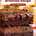 image of a realistic top down mise en place shot showing the fresh ingredients for christmas present brownies recipe arranged on a white marble kitchen counter with healthy clear glass bowls and rustic brown wooden kitchen sets under soft diffuse daylight