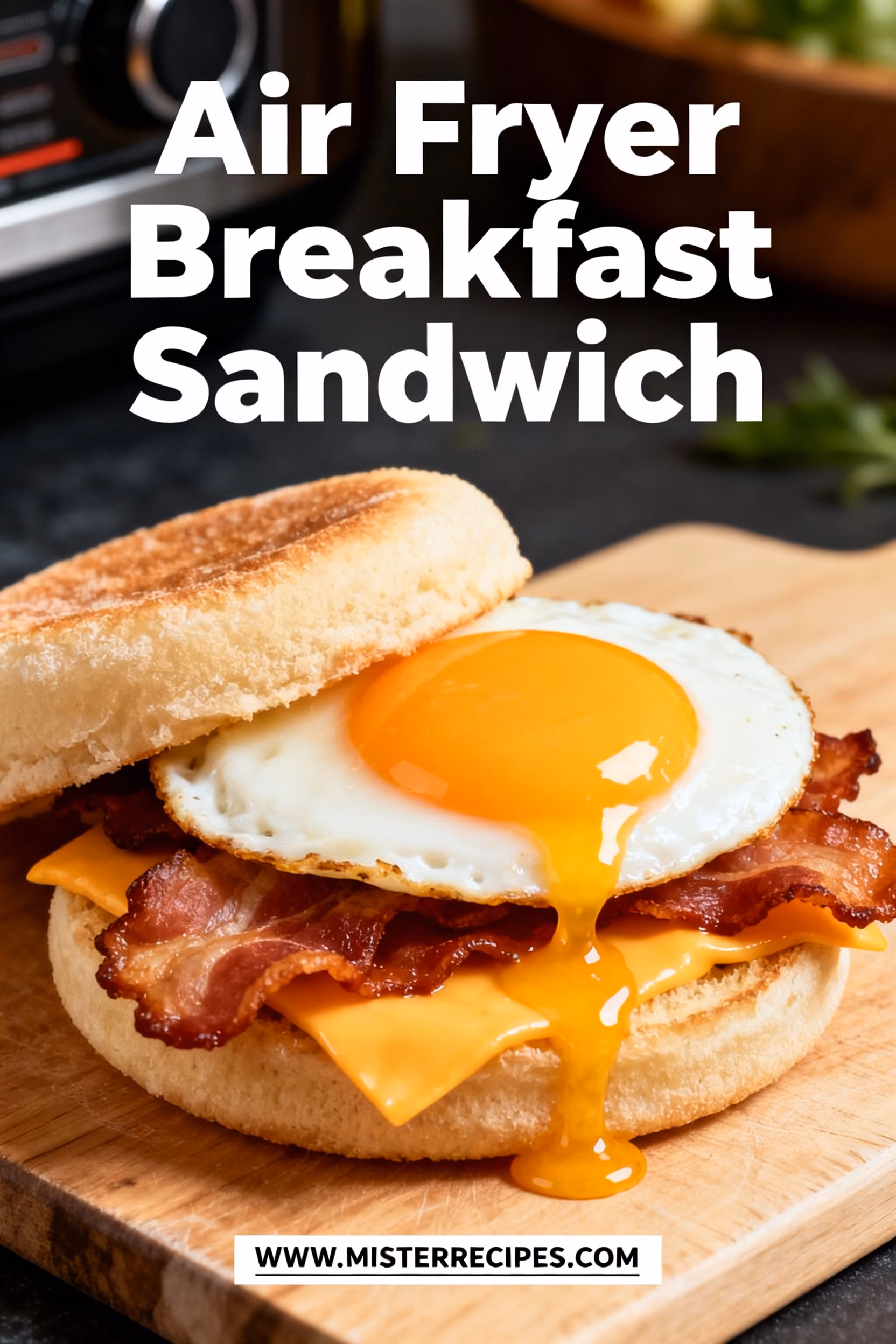 image of realistic top down mise en place eggs breakfast sausage patties bacon ham cheese slices English muffins biscuits sliced sandwich bread butter mayonnaise cooking spray salt and pepper fresh tomato slices white marble kitchen counter clear glass bowls rustic brown wooden kitchen sets soft diffuse daylight