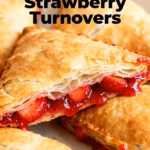 image of Fresh bright red strawberries golden flaky puff pastry white sugar cornstarch vanilla extract vibrant yellow lemon zest and a beaten egg are spread appealingly on a white marble surface in clear glass bowls with rustic brown wooden spoons and kitchen utensils bathed in soft daylight top down photography hyperrealistic high detail focus