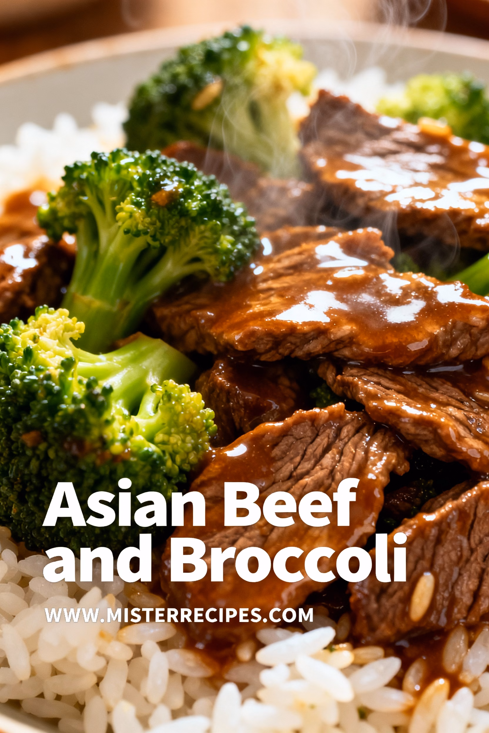 image of fresh beef flank steak broccoli florets garlic ginger soy sauce oyster sauce brown sugar cornstarch sesame oil green onions arranged on white marble counter with clear glass bowls and rustic brown wooden kitchen sets under soft diffuse daylight