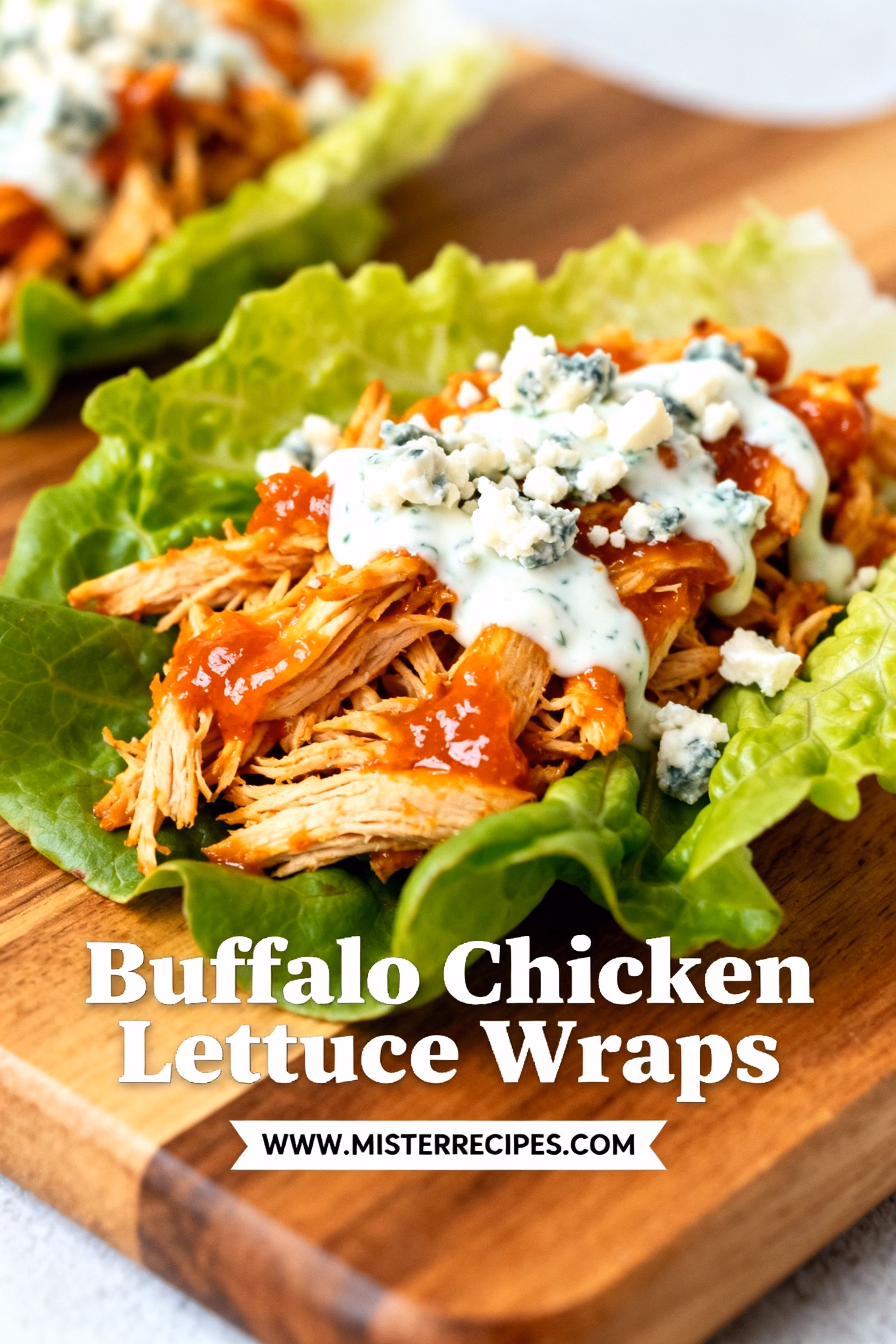 image of top down mise en place shot of Buffalo Chicken Lettuce Wraps ingredients arranged on a white marble kitchen counter with butter lettuce leaves shredded cooked chicken breast a small bowl of buffalo wing sauce or Frank Red Hot hot sauce blue cheese crumbles chopped celery and carrots ranch dressing fresh dill or chives in healthy clear glass bowls and rustic brown wooden kitchen sets under soft diffuse daylight realistic photo award winning photography