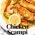 image of boneless skinless chicken breasts or tenders pasta olive oil butter garlic dry white wine parmesan bell peppers onion all purpose flour for dredging Italian seasoning salt and black pepper chicken broth or stock heavy cream red pepper flakes fresh lemon juice and zest fresh parsley