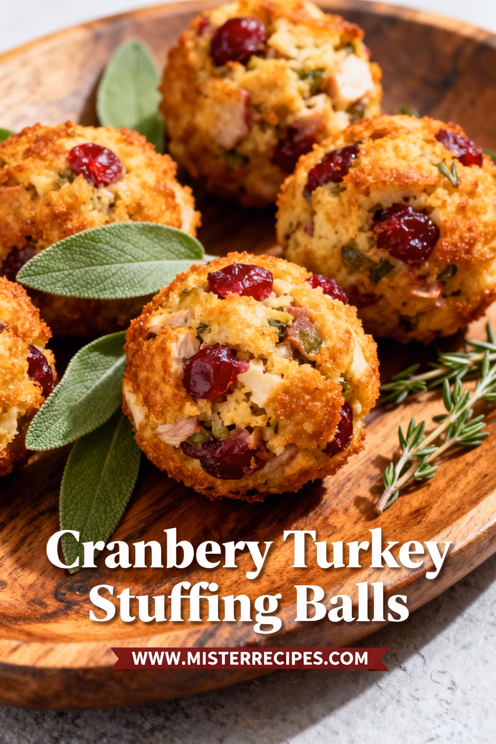 image of realistic top down mise en place shot of ground turkey breadcrumbs stuffing mix dried cranberries eggs butter onion celery chicken broth fresh sage thyme parsley garlic salt pepper poultry seasoning in clear glass bowls rustic brown wooden spoons on white marble kitchen counter under soft diffuse daylight