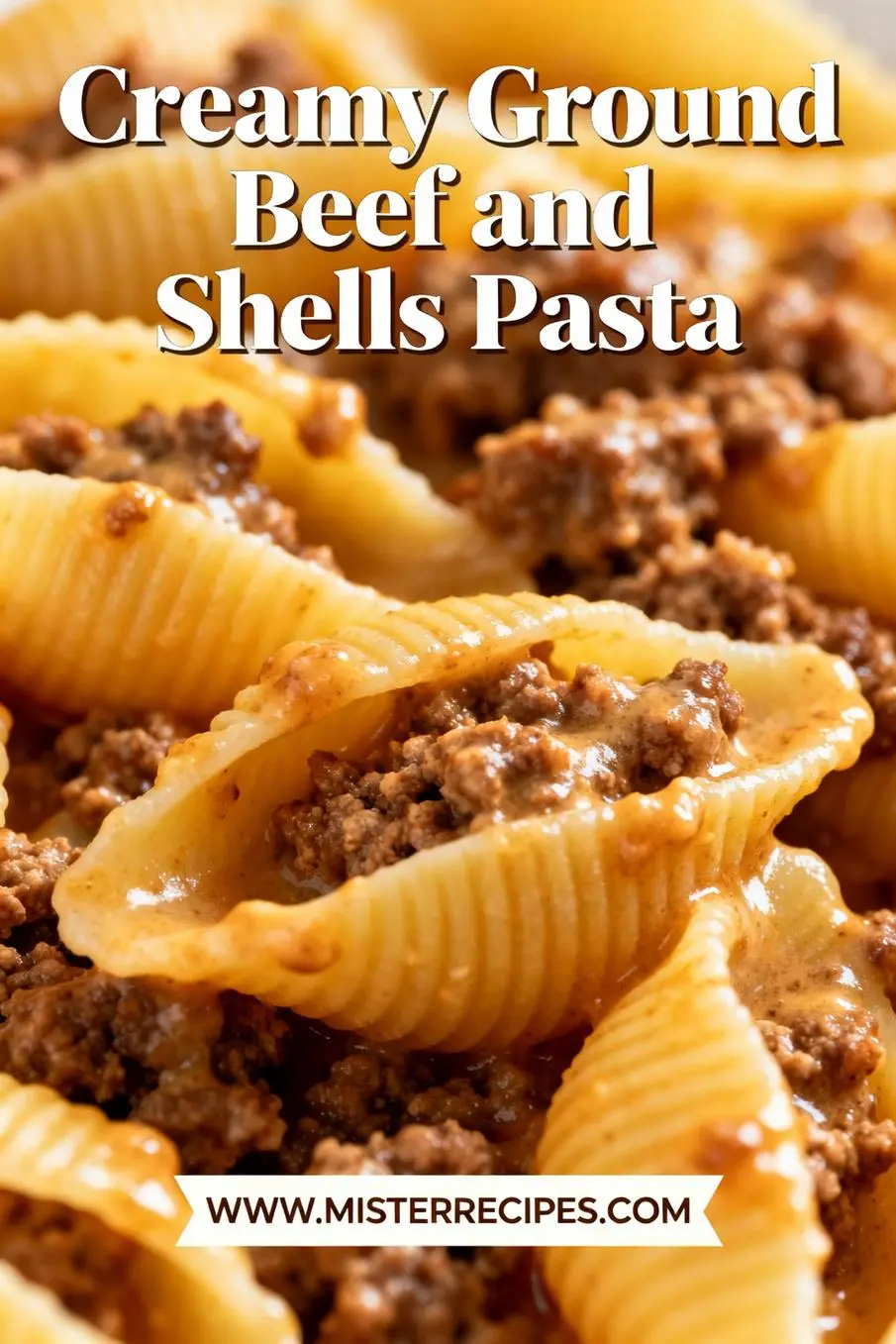 image of ground beef pasta shells heavy cream tomato sauce tomato paste garlic onion Italian seasoning parmesan cheese beef broth Velveeta cheese Worcestershire sauce salt pepper olive oil fresh parsley cheddar cheese chicken stock sweet bell pepper cream cheese chili powder arranged on white marble kitchen counter with clear glass bowls and rustic brown wooden kitchen sets under soft diffuse daylight