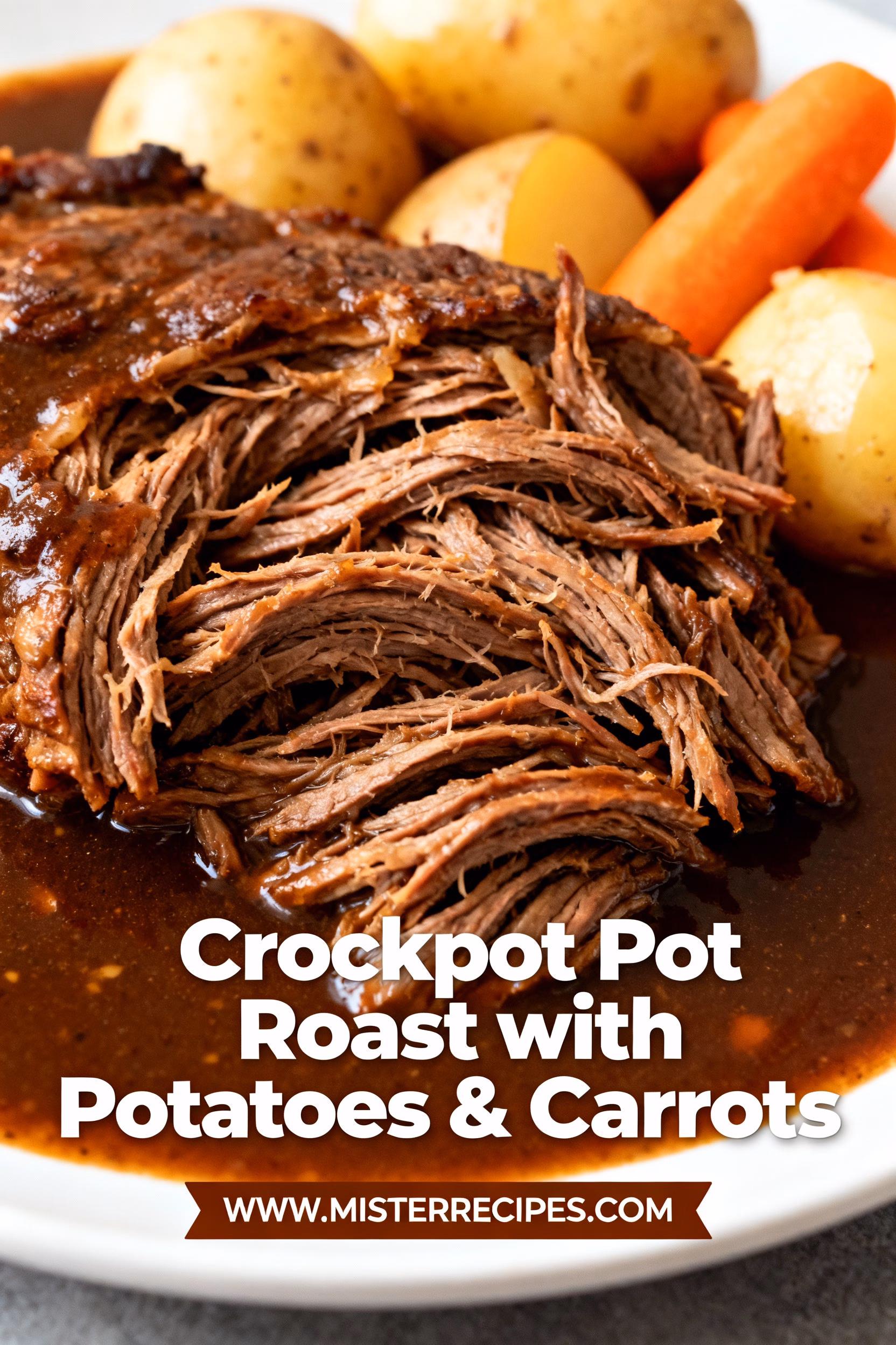 image of Mise en place top down a white marble kitchen counter beef chuck roast potatoes carrots onions celery fresh rosemary thyme red wine beef broth garlic powder salt black pepper arranged in clear glass bowls and rustic brown wooden kitchen sets under soft diffuse daylight