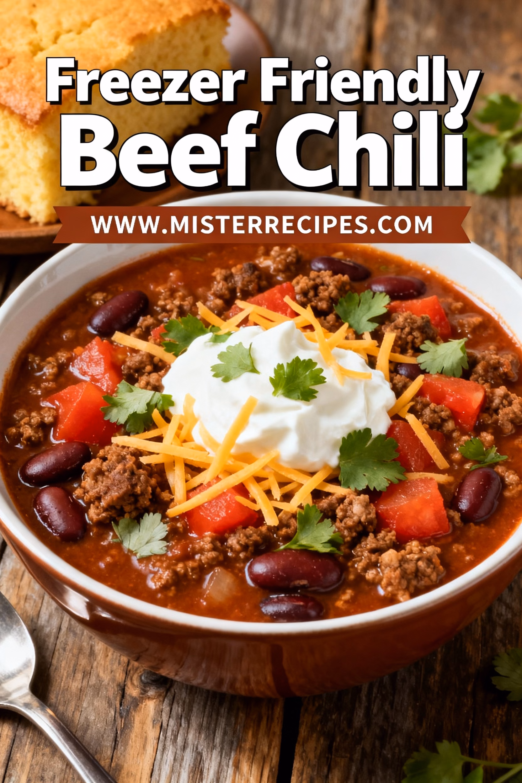 image of fresh ground beef onion garlic kidney beans pinto beans black beans diced tomatoes tomato sauce tomato paste beef broth olive oil bell pepper chili powder cumin paprika oregano arranged on white marble kitchen counter with clear glass bowls rustic brown wooden kitchen sets under soft diffuse daylight