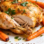 image of a realistic top down mise en place shot showing the fresh ingredients arranged on a white marble kitchen counter with healthy clear glass bowls and rustic brown wooden kitchen sets under soft diffuse daylight featuring chicken thighs or breasts carrots garlic olive oil butter honey lemon thyme Italian herbs salt pepper mashed potatoes potatoes shallots white wine dijon mustard cream cheese milk