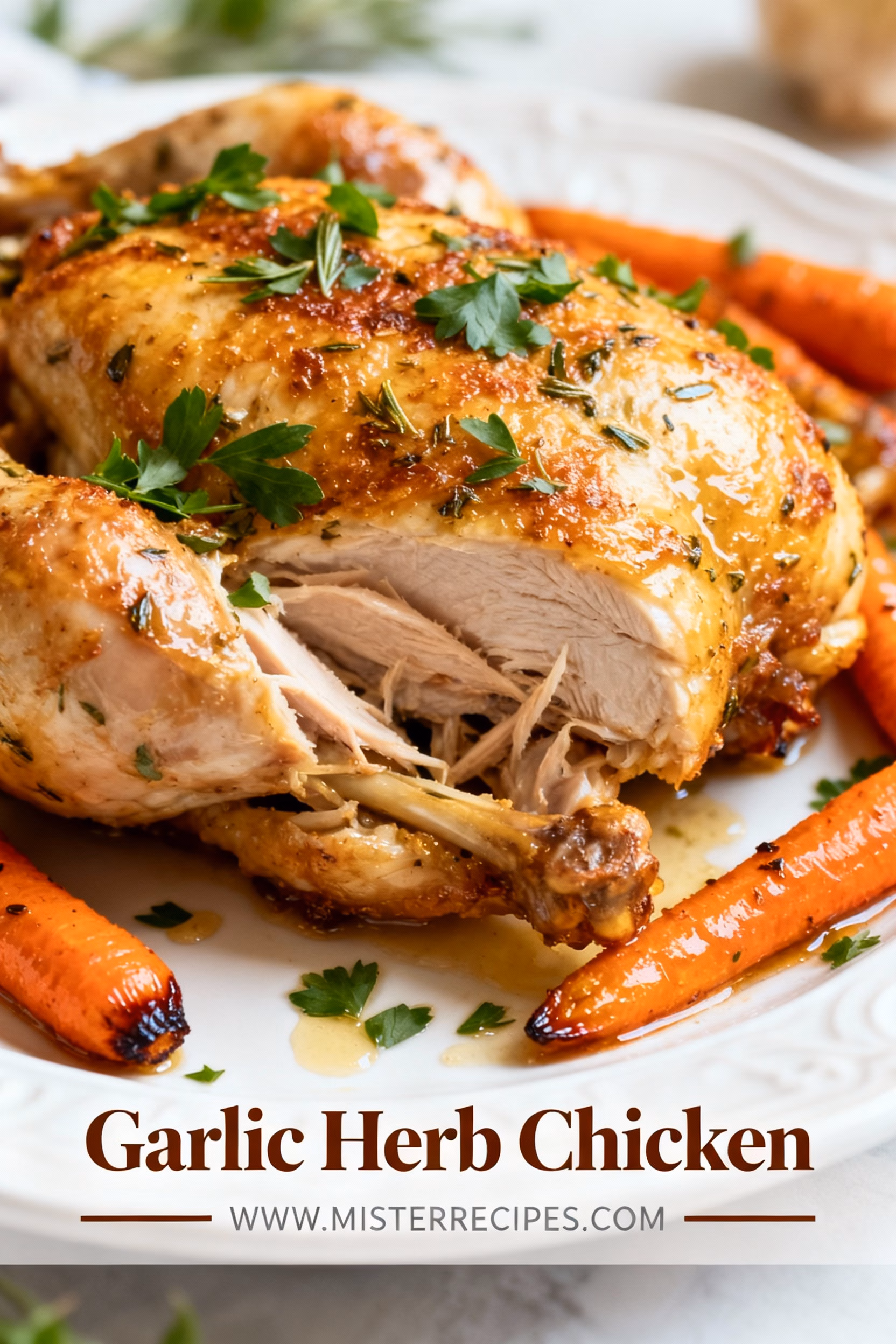 image of a realistic top down mise en place shot showing the fresh ingredients arranged on a white marble kitchen counter with healthy clear glass bowls and rustic brown wooden kitchen sets under soft diffuse daylight featuring chicken thighs or breasts carrots garlic olive oil butter honey lemon thyme Italian herbs salt pepper mashed potatoes potatoes shallots white wine dijon mustard cream cheese milk