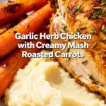 image of realistic top down mise en place shot showing chicken thighs or breasts garlic thyme potatoes carrots olive oil butter lemon mustard salt pepper honey cream cheese white wine chicken stock rosemary fresh ingredients arranged on a white marble kitchen counter with healthy clear glass bowls and rustic brown wooden kitchen sets under soft diffuse daylight