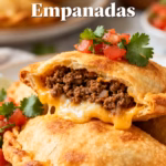 image of ground beef onions garlic cumin paprika salt tomato paste oregano chili powder green olives hard boiled eggs jalapeños bell peppers cheddar cheese peas potatoes ground turkey chicken store bought pie crust lard butter