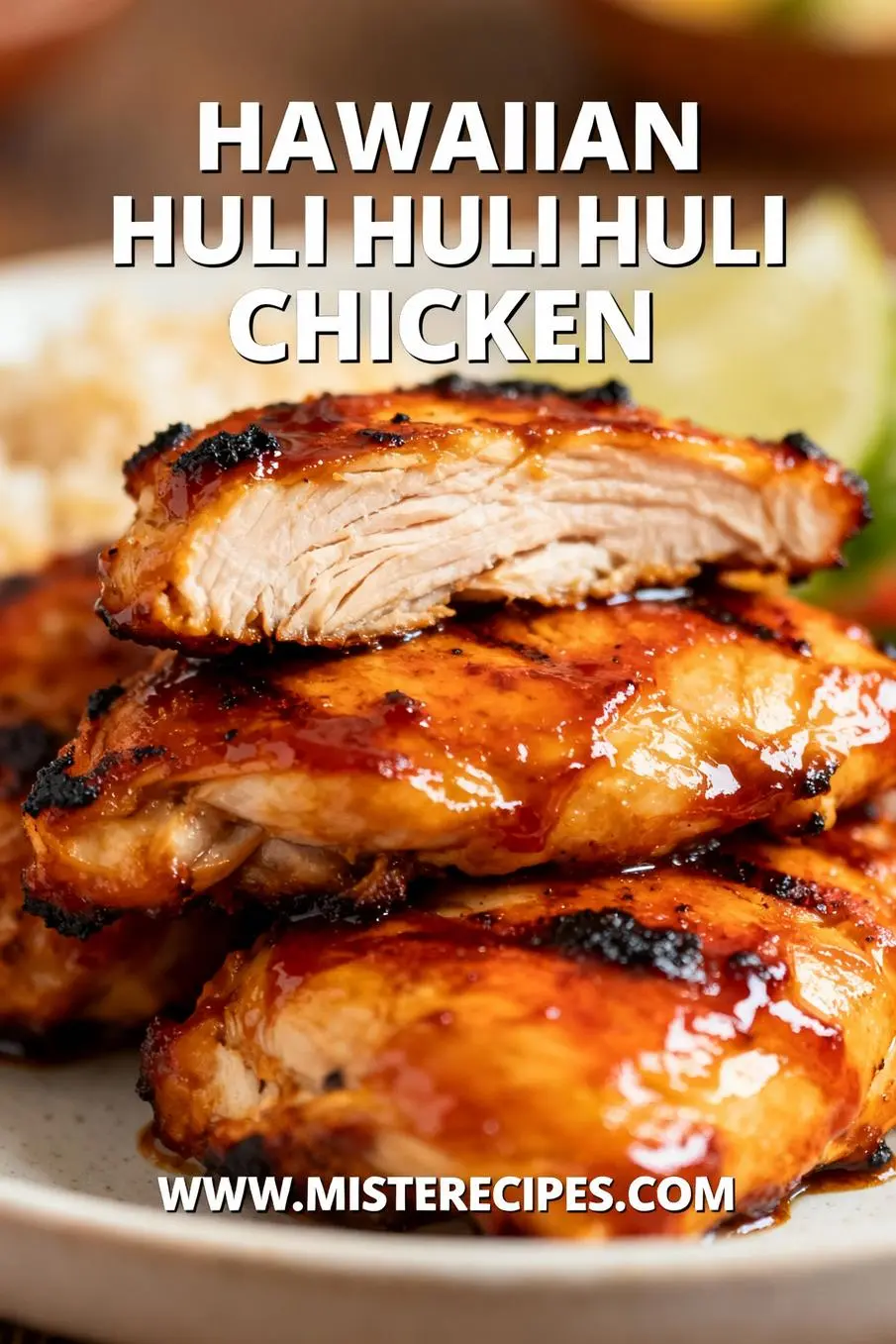 image of a realistic top down mise en place shot boneless skinless chicken thighs pineapple juice soy sauce brown sugar garlic ginger ketchup sesame oil teriyaki sauce sticky rice chili flakes green onions sesame seeds cilantro arranged on a white marble kitchen counter with healthy clear glass bowls and rustic brown wooden kitchen sets under soft diffuse daylight