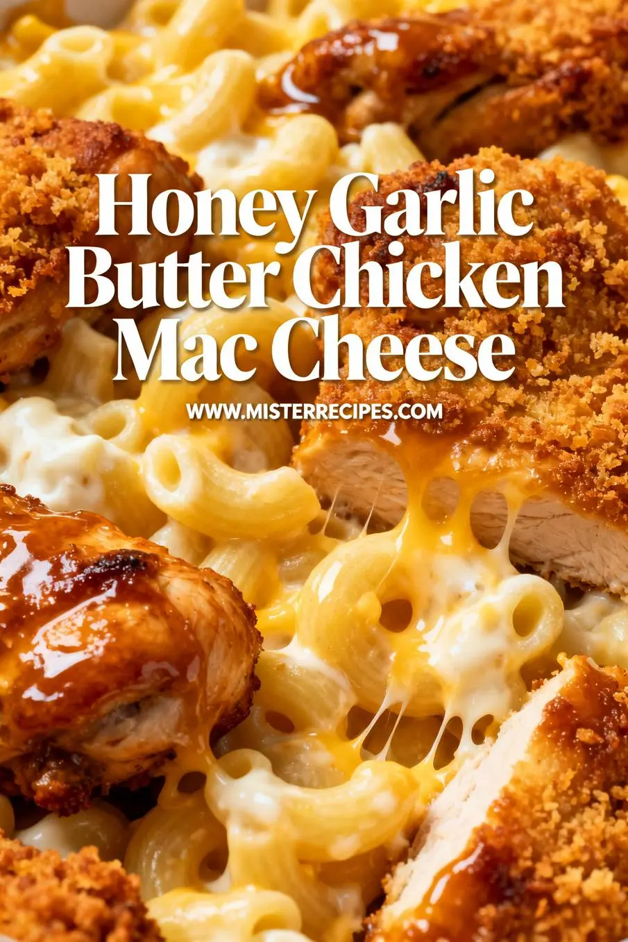 image of chicken breast honey garlic butter elbow macaroni cheddar cheese soy sauce milk olive oil parmesan garlic powder paprika thyme parsley heavy cream chicken thighs protein pasta low fat cheese