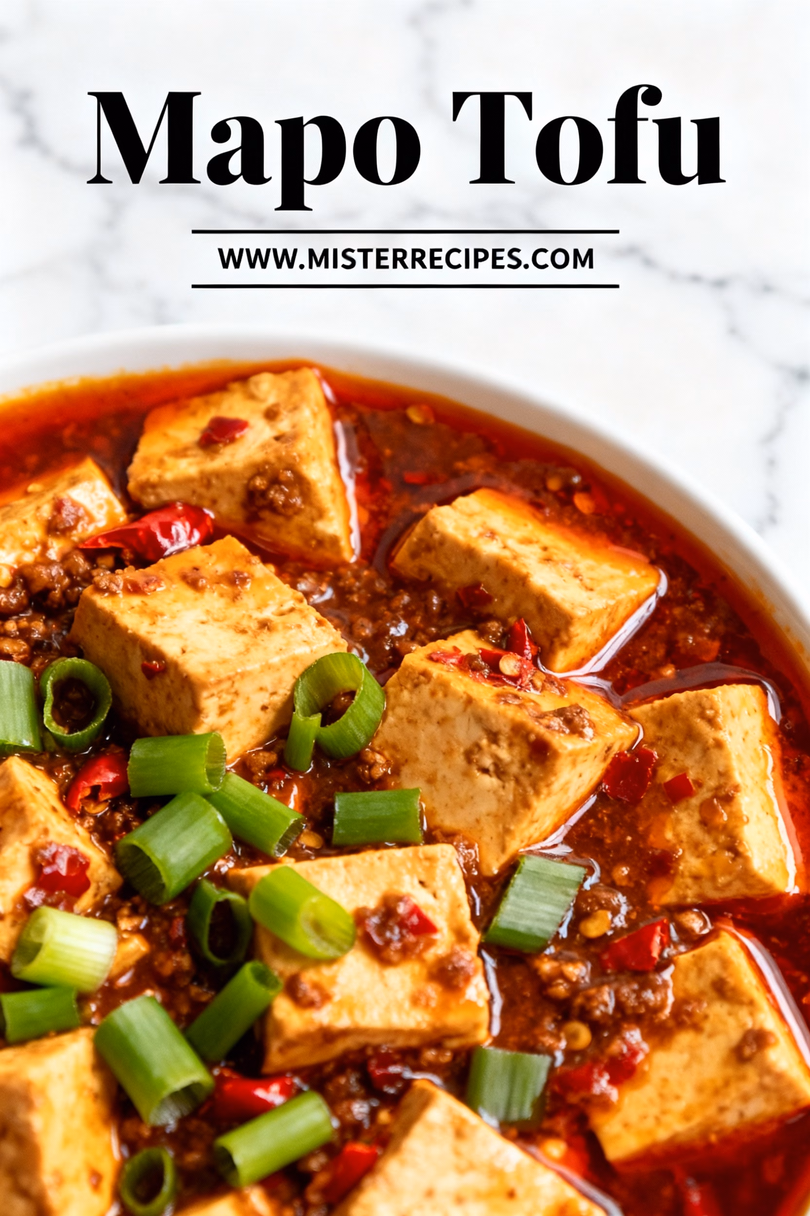 image of silken tofu soft tofu ground pork scallions ginger garlic doubanjiang fermented bean paste sichuan peppercorns chili oil soy sauce shaoxing wine chicken stock cornstarch vegetable oil