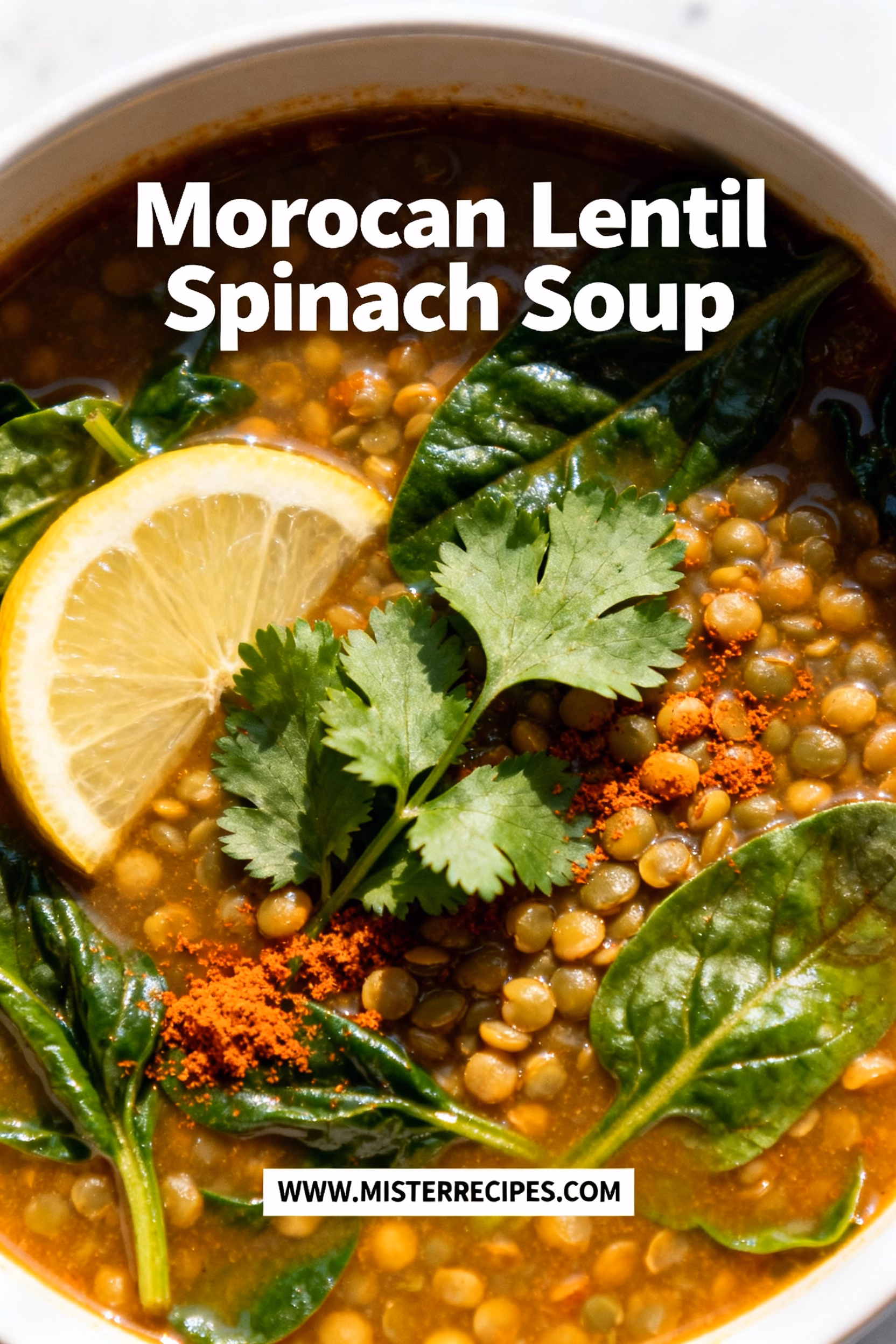 image of realistic top down mise en place shot fresh green lentils spinach onions garlic carrots celery sweet potatoes lemons cumin coriander paprika turmeric cinnamon harissa arranged on white marble kitchen counter healthy clear glass bowls rustic brown wooden kitchen sets soft diffuse daylight