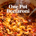 image of realistic top down mise en place shot showing fresh ingredients arranged on a white marble kitchen counter with healthy clear glass bowls and rustic brown wooden kitchen sets under soft diffuse daylight ingredients include ground beef elbow macaroni tomato sauce onion garlic beef broth tomato paste heavy cream cheddar cheese bell peppers mushrooms