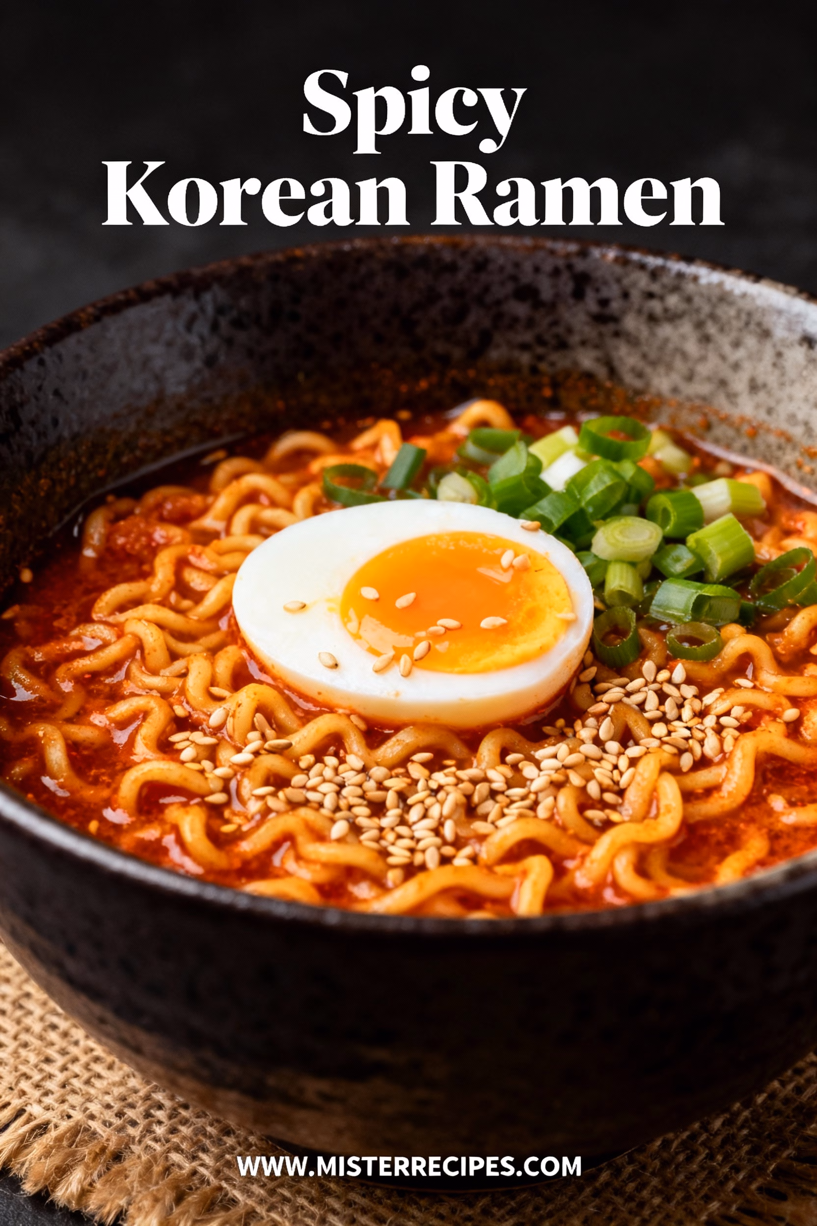 image of fresh ramen noodles red pepper flakes gochujang paste garlic cloves green onions sesame seeds eggs bok choy bean sprouts white marble counter clear glass bowls rustic brown wooden kitchen sets soft diffuse daylight