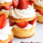image of fresh strawberries pound cake or angel food cake whipped cream or Cool Whip granulated sugar powdered sugar vanilla extract heavy cream white chocolate strawberry glaze Triple Sec or orange juice lemon zest arranged on a white marble kitchen counter with healthy clear glass bowls and rustic brown wooden kitchen sets under soft diffuse daylight