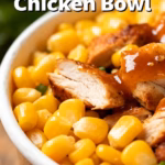 image of a realistic top down mise en place shot showing chicken breast chicken thighs corn kernels rice cotija cheese lime juice chili powder cumin garlic powder sour cream mayonnaise avocado cilantro jalapeno red onion tajin freshness arranged on a white marble kitchen counter with healthy clear glass bowls and rustic brown wooden kitchen sets under soft diffuse daylight