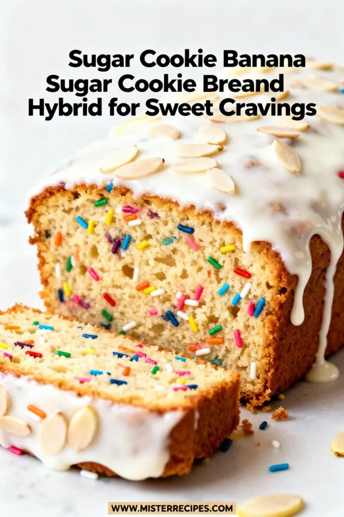 image of Overripe bananas brown sugar unsalted butter flour egg vanilla extract almond extract milk baking powder salt jimmies sprinkles white sugar fresh ingredients arranged on a white marble kitchen counter with healthy clear glass bowls and rustic brown wooden kitchen sets under soft diffuse daylight