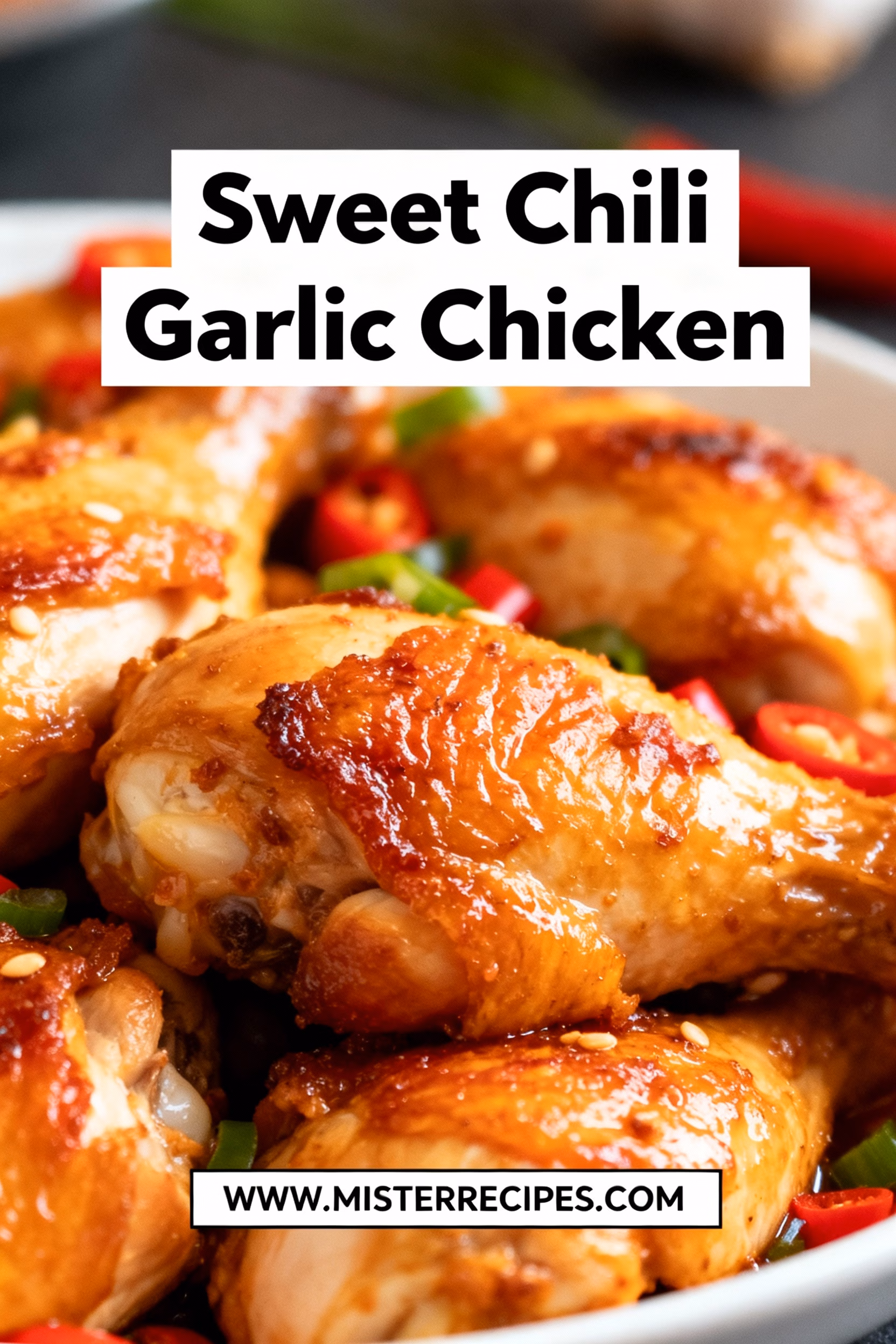 image of A photorealistic top down mise en place shot of Sweet Chili Garlic Chicken ingredients on a white marble kitchen counter Sweet chili sauce chicken breast or thigh minced garlic fresh ginger egg cornstarch all purpose flour soy sauce rice vinegar green onions sesame seeds paprika onion powder salt pepper baking powder canola oil honey sriracha lime juice broccoli and rice clear glass bowls rustic brown wooden kitchen sets soft diffuse daylight professional food photography