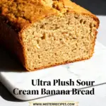 image of ripe bananas sour cream flour sugar butter eggs baking soda salt vanilla extract brown sugar walnuts chocolate chips cinnamon arranged top down mise en place realistic photo white marble kitchen counter clear glass bowls rustic brown wooden kitchen sets soft diffuse daylight