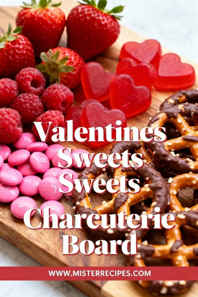 image of realistic top down mise en place shot showing strawberries raspberries chocolate bars gummy candies heart cookies MMs licorice pretzels Oreos popcorn yogurt pretzels salted caramel chocolates dried fruits nuts pistachios arranged on a white marble kitchen counter with healthy clear glass bowls and rustic brown wooden kitchen sets under soft diffuse daylight