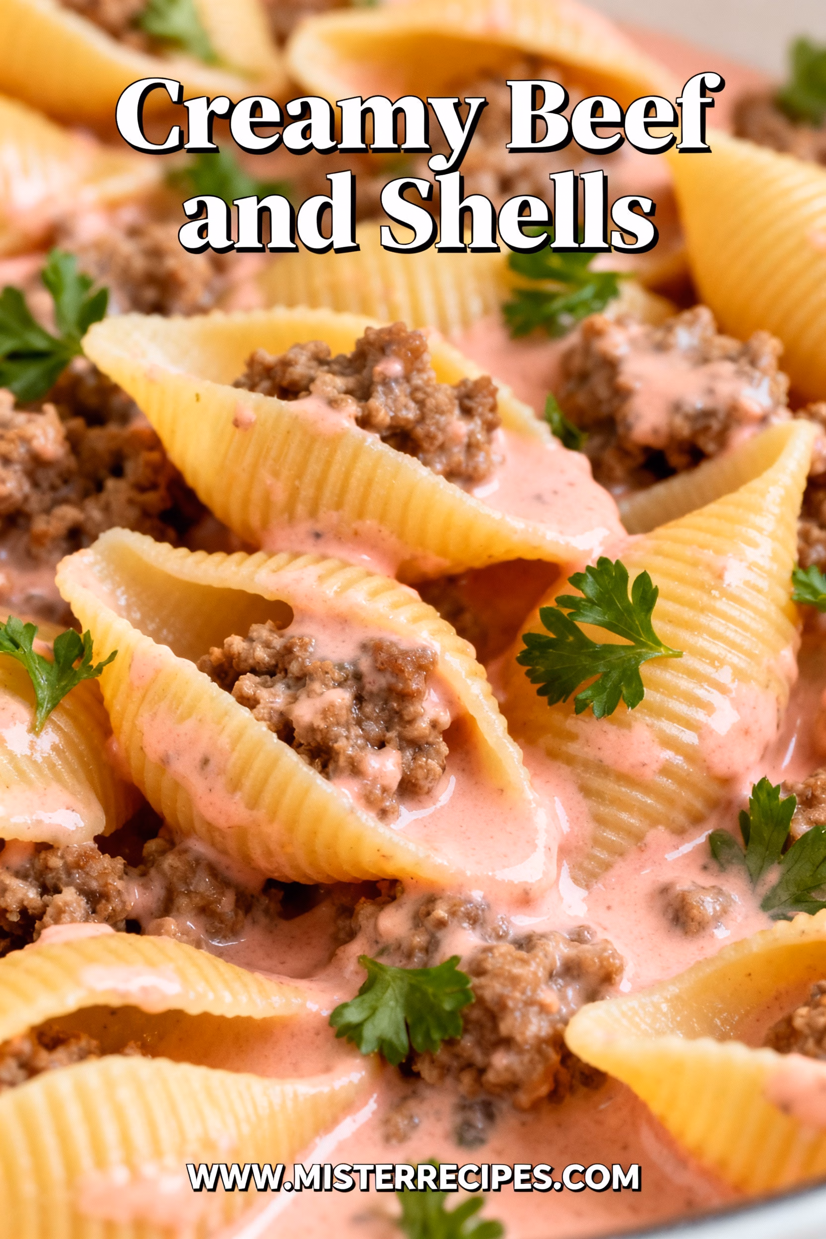 image of realistic top down mise en place shot showing the fresh ingredients ground beef pasta shells heavy cream cheddar cheese parmesan cheese onion garlic butter milk flour salt pepper italian seasoning mushrooms spinach tomato sauce bell pepper bacon mozzarella cheese cream cheese sour cream arranged on a white marble kitchen counter with healthy clear glass bowls and rustic brown wooden kitchen sets under soft diffuse daylight