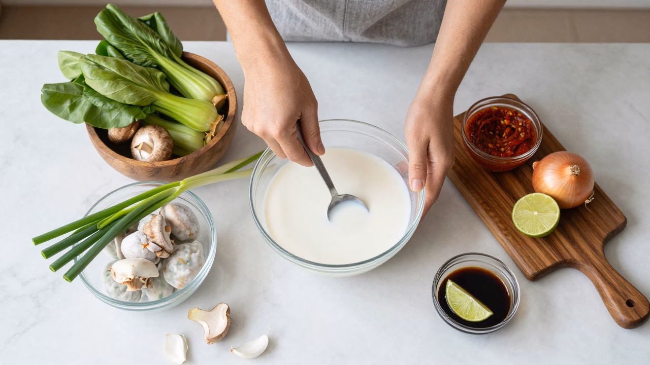 Quick Coconut Curry Soup With Dumplings - Ready in 20 Minutes!