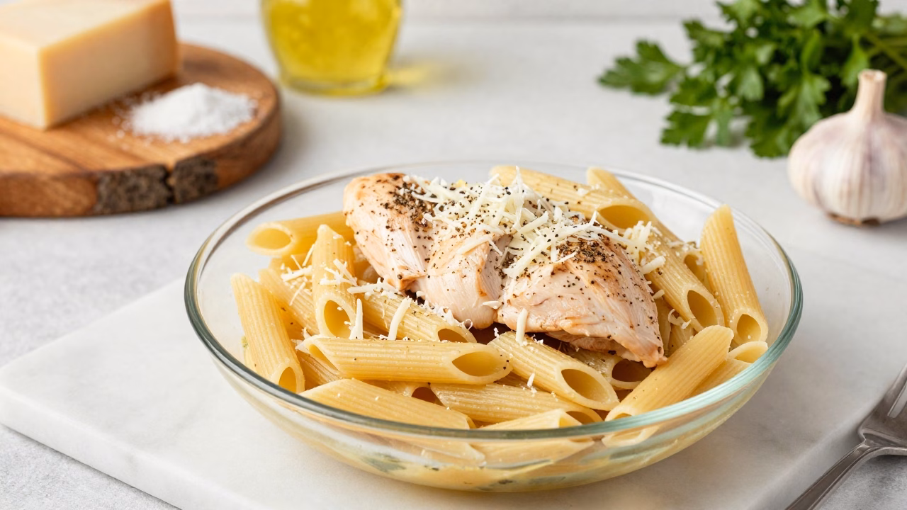 Easy One-Pot Creamy Parmesan Chicken Pasta (30 Minute Weeknight Meal)