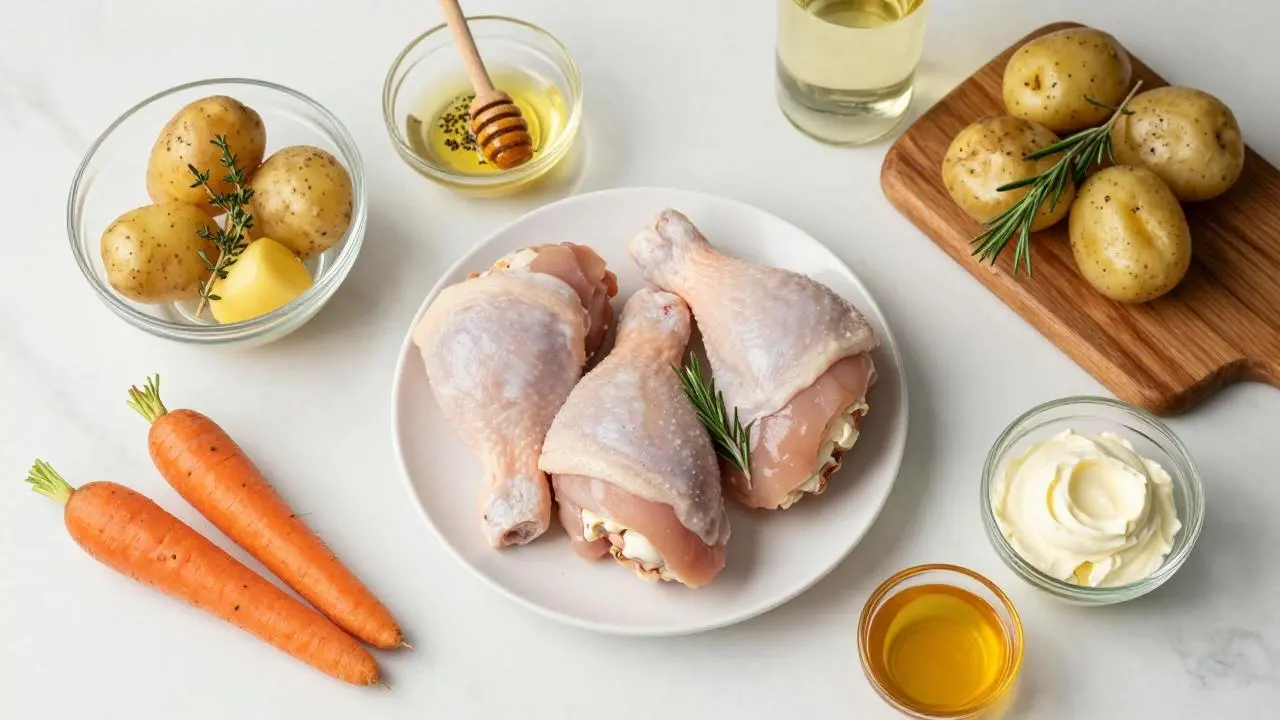 Garlic Herb Chicken with Creamy Mash & Roasted Carrots | Easy Dinner!