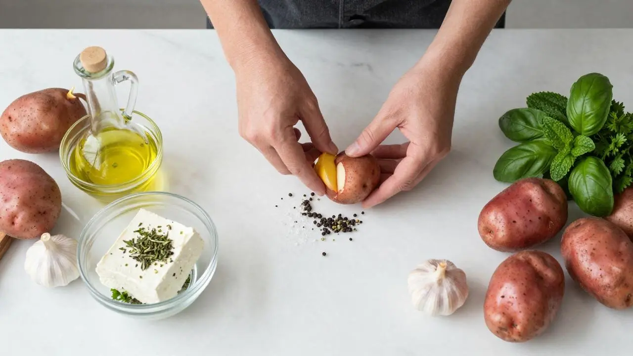 Garlic Roasted Potatoes with Feta Delight: Crispy Perfection Awaits!
