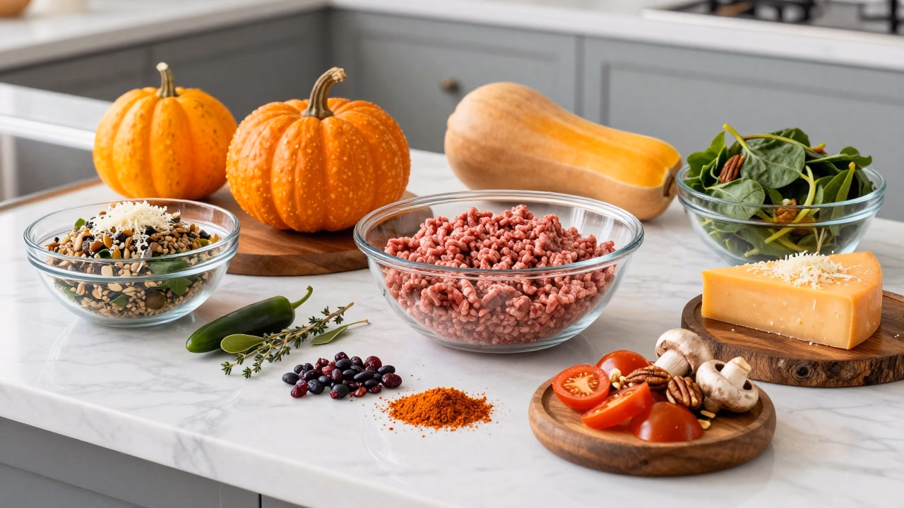 Ground Beef and Quinoa Stuffed Squash - Easy Family Favorite Dinner