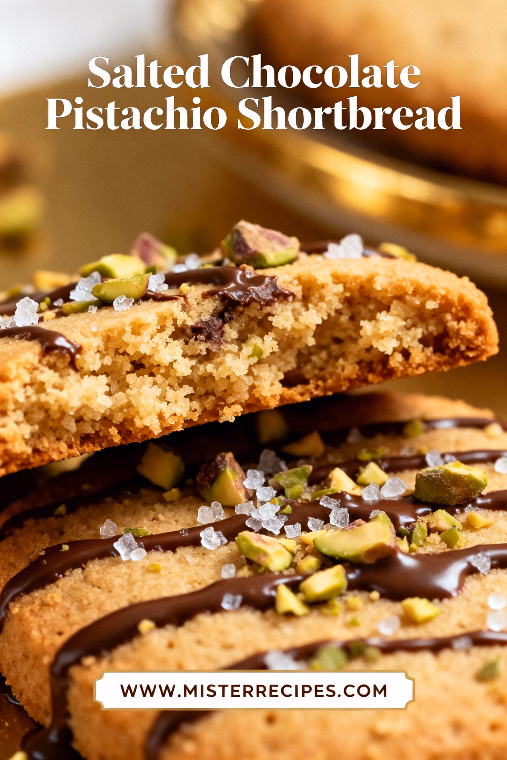 image of top down mise en place shot of fresh ingredients unsalted butter granulated sugar all purpose flour pistachios semi sweet or dark chocolate vanilla extract sea salt brown sugar salt for dough orange zest cranberries cayenne pepper flaky sea salt arranged on a white marble kitchen counter with healthy clear glass bowls and rustic brown wooden kitchen sets under soft diffuse daylight