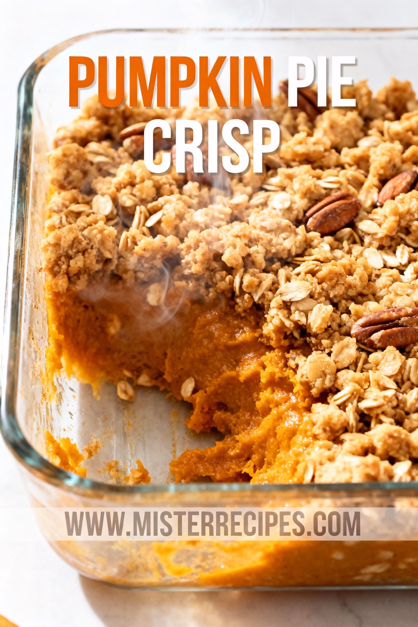 image of A realistic top down shot of ingredients for pumpkin pie crisp mise en place on a white marble counter Canned pumpkin puree eggs sweetened condensed milk brown sugar pumpkin pie spice oats flour butter pecans and cinnamon are neatly arranged in clear glass bowls and rustic brown wooden kitchenware Soft diffuse daylight from a window illuminates the scene