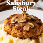 image of fresh ground beef onions mushrooms garlic bread crumbs milk ketchup Worcestershire sauce flour beef broth butter fresh parsley thyme salt black pepper