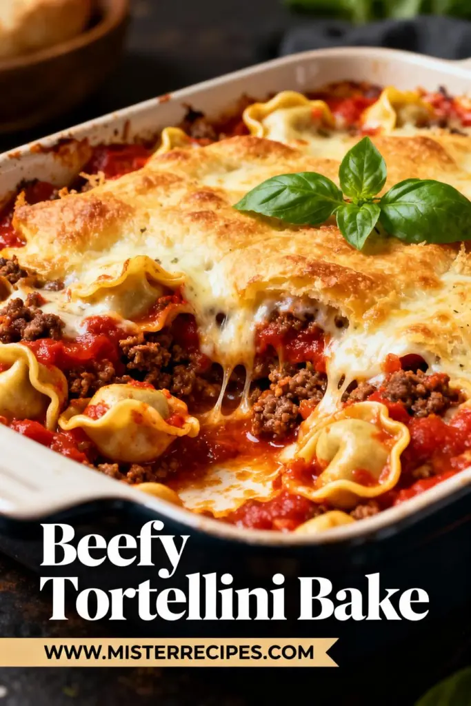 image of realistic top down mise en place shot showing ground beef cheese tortellini marinara sauce mozzarella cheese parmesan cheese garlic onion cream cheese italian seasoning fresh basil oregano fresh spinach mushrooms carrots bell peppers ricotta cheese boursin cheese olive oil beef broth heavy cream roma tomatoes arranged on a white marble kitchen counter with healthy clear glass bowls and rustic brown wooden kitchen sets under soft diffuse daylight