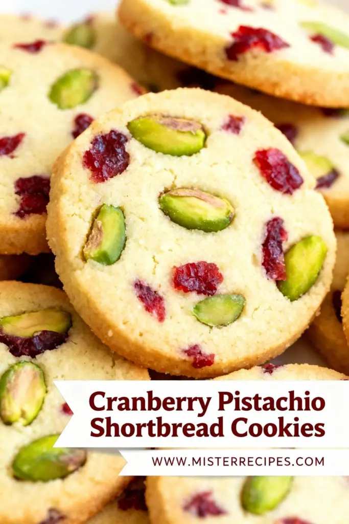 image of a realistic top down mise en place shot showing unsalted butter all purpose flour granulated sugar dried cranberries shelled pistachios vanilla extract kosher salt orange zest powdered sugar egg yolk almond extract cornstarch white chocolate chips dark chocolate sanding sugar chocolate glaze arranged on a white marble kitchen counter with healthy clear glass bowls and rustic brown wooden kitchen sets under soft diffuse daylight