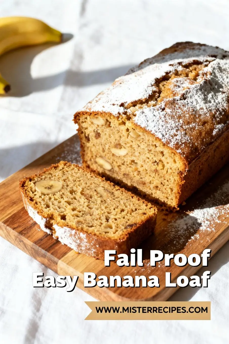 image of realistic top down mise en place shot ripe bananas all purpose flour butter eggs granulated brown sugar baking soda salt vanilla extract yogurt sour cream walnuts pecans chocolate chips arranged on a white marble kitchen counter healthy clear glass bowls rustic brown wooden kitchen sets soft diffuse daylight