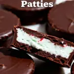 image of a close up shot from above of fresh powdered sugar confectioners sugar peppermint extract dark semi sweet chocolate sweetened condensed milk light corn syrup unsalted butter vanilla extract water salt coconut oil arranged on a white marble kitchen counter with healthy clear glass bowls and rustic brown wooden kitchen sets under soft diffuse daylight