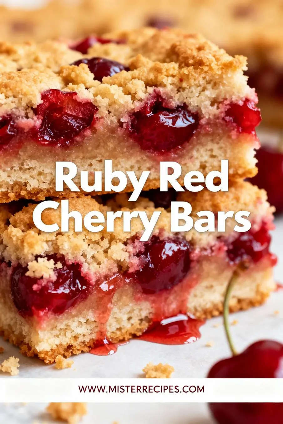 image of fresh cherries cherry pie filling all purpose flour butter sugar eggs rolled oats cornstarch lemon juice almond extract vanilla extract baking powder salt powdered sugar