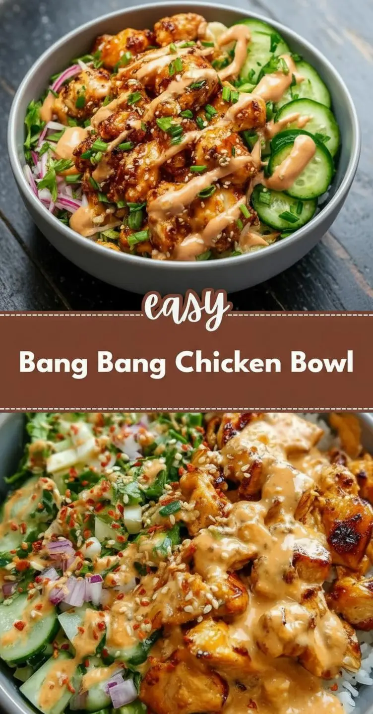 recipe image of top down shot of fresh chicken breast jasmine rice mayonnaise sweet chili sauce honey sriracha red cabbage carrots cucumber avocado broccoli garlic powder paprika salt pepper sesame seeds green onions cilantro lime arranged on a white marble kitchen counter with healthy clear glass bowls and rustic brown wooden kitchen sets under soft diffuse daylight