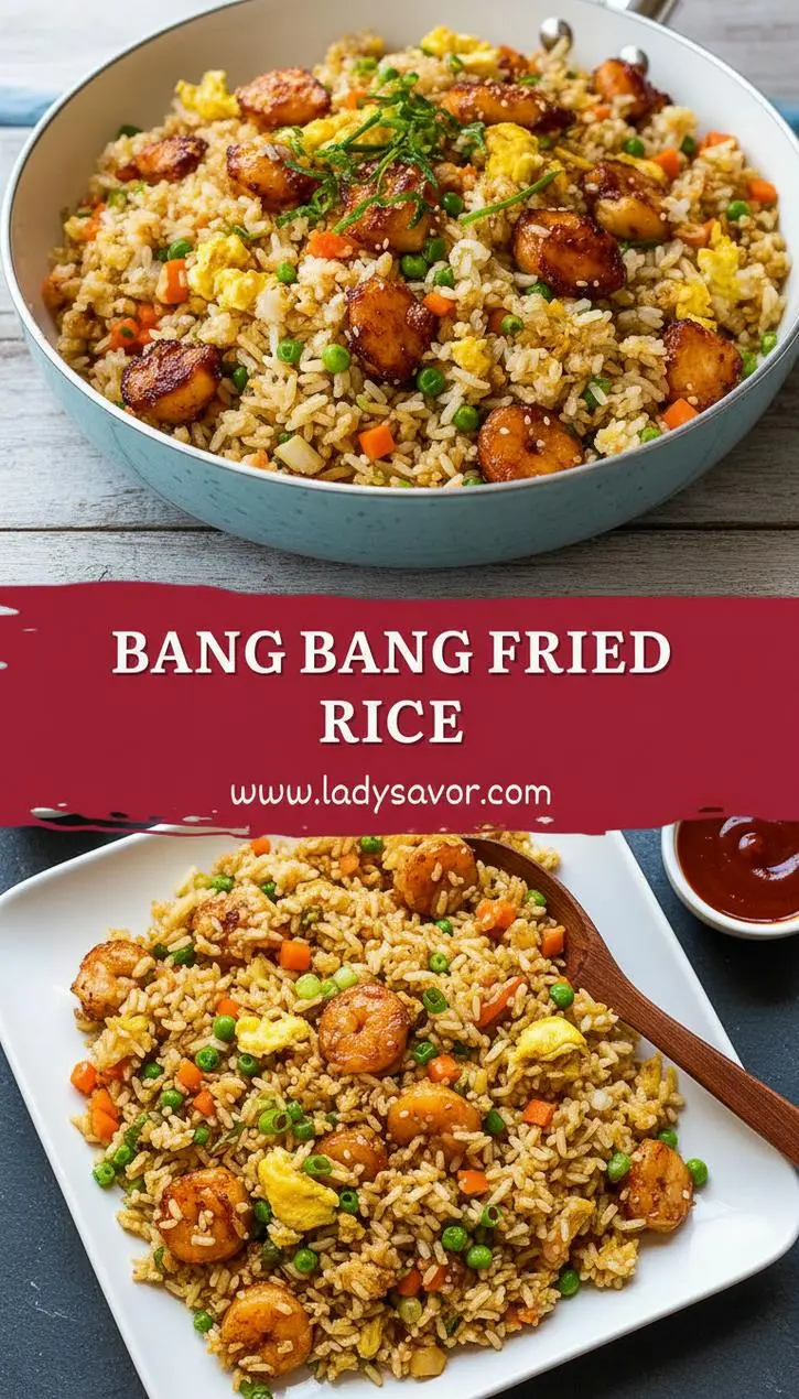 recipe image of realistic top down mise en place shot showing the fresh ingredients cooked rice jasmine or long grain day old chicken breast or thigh diced bang bang sauce mayo sweet chili sauce sriracha eggs soy sauce sesame oil garlic ginger onions white green carrots peas butter lemon juice paprika cornstarch for coating arranged on a white marble kitchen counter with healthy clear glass bowls and rustic brown wooden kitchen sets under soft diffuse daylight