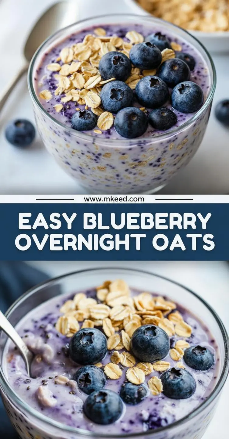 recipe image of realistic top down mise en place shot showing the fresh ingredients rolled oats blueberries fresh frozen milk almond dairy etc greek yogurt chia seeds maple syrup vanilla extract arranged on a white marble kitchen counter with healthy clear glass bowls and rustic brown wooden kitchen sets under soft diffuse daylight